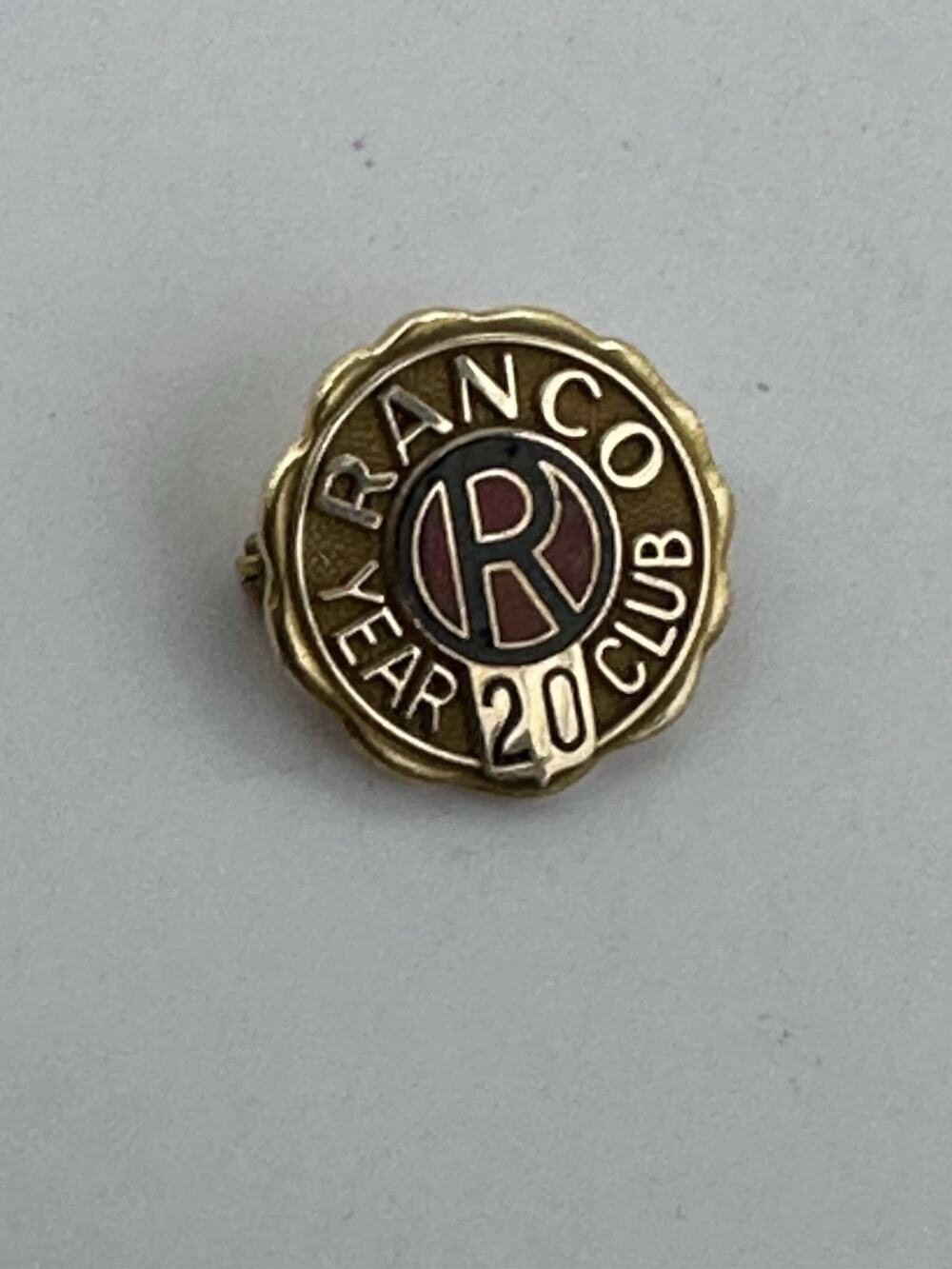 Vintage Ranco 14k Gold 20 Year Service Award Pin